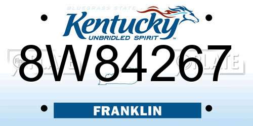 8W84267 Kentucky License Plate