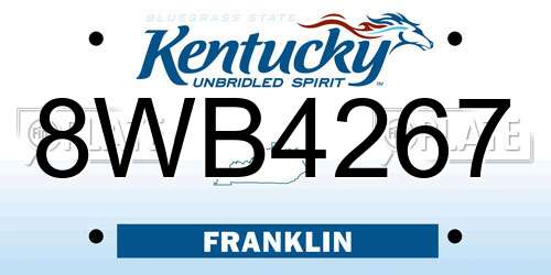 8WB4267 Kentucky License Plate
