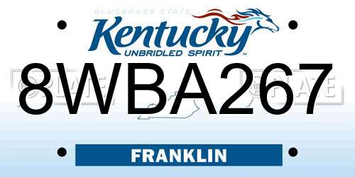 8WBA267 Kentucky License Plate