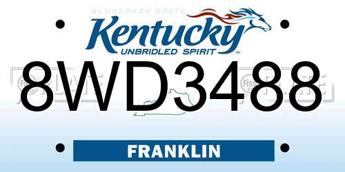 8WD3488 Kentucky License Plate