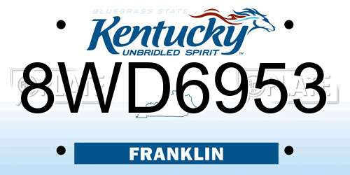 8WD6953 Kentucky License Plate
