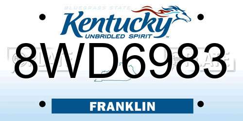 8WD6983 Kentucky License Plate