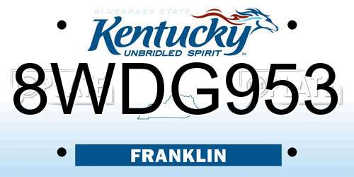 8WDG953 Kentucky License Plate