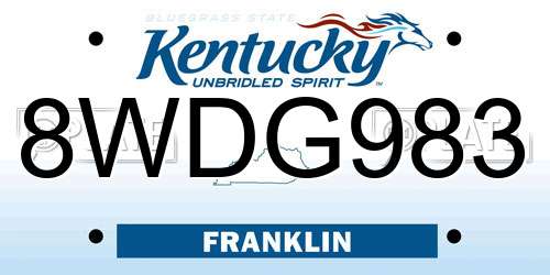 8WDG983 Kentucky License Plate