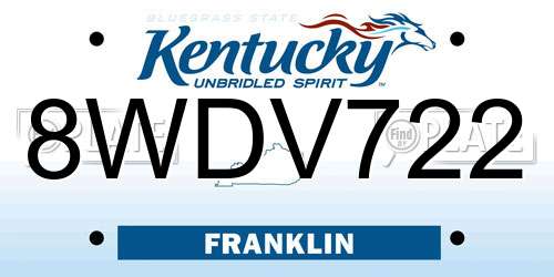 8WDV722 Kentucky License Plate