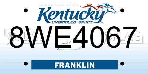 8WE4067 Kentucky License Plate