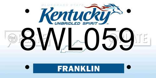 8WL059 Kentucky License Plate