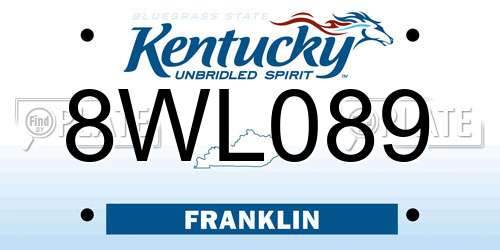 8WL089 Kentucky License Plate