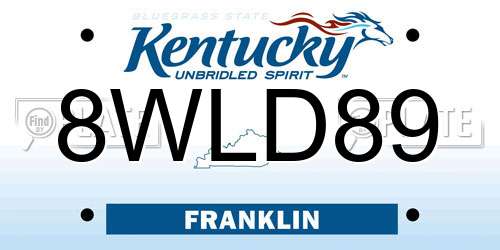 8WLD89 Kentucky License Plate