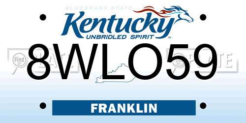 8WLO59 Kentucky License Plate