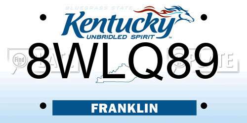 8WLQ89 Kentucky License Plate
