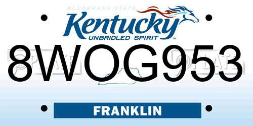 8WOG953 Kentucky License Plate