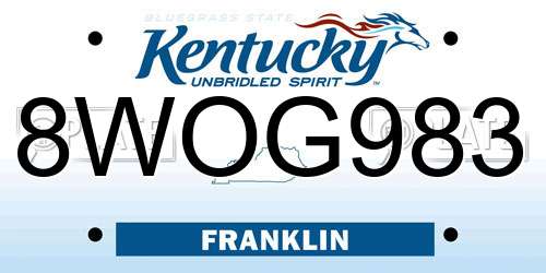 8WOG983 Kentucky License Plate