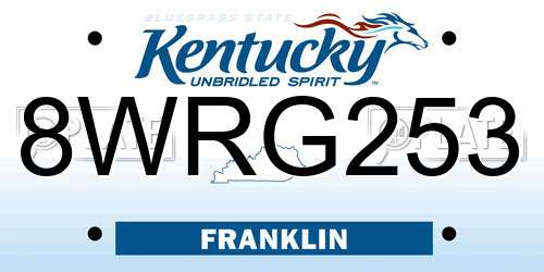 8WRG253 Kentucky License Plate