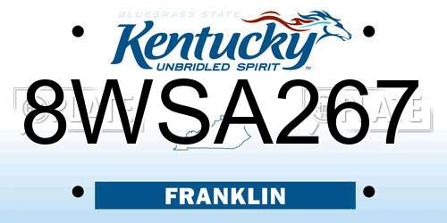 8WSA267 Kentucky License Plate