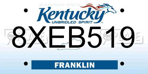 8XEB519 Kentucky License Plate