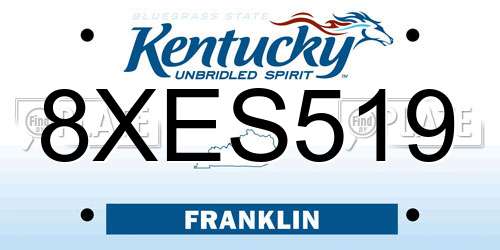 8XES519 Kentucky License Plate