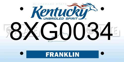 8XG0034 Kentucky License Plate