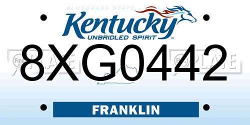 8XG0442 Kentucky License Plate