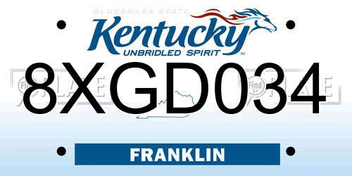 8XGD034 Kentucky License Plate