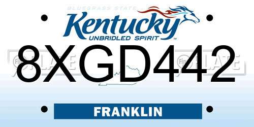8XGD442 Kentucky License Plate