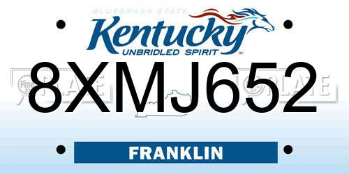 8XMJ652 Kentucky License Plate