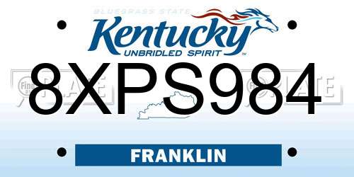 8XPS984 Kentucky License Plate