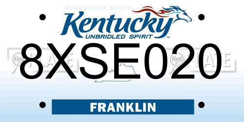 8XSE020 Kentucky License Plate