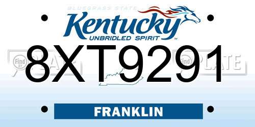 8XT9291 Kentucky License Plate