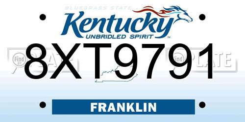 8XT9791 Kentucky License Plate