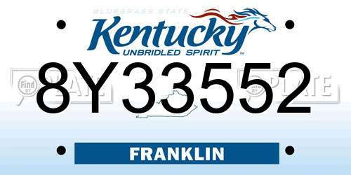 8Y33552 Kentucky License Plate