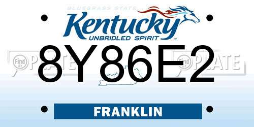 8Y86E2 Kentucky License Plate