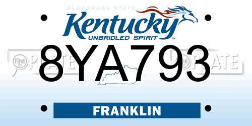 8YA793 Kentucky License Plate