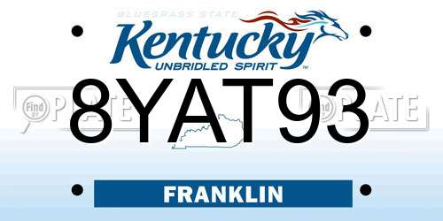 8YAT93 Kentucky License Plate