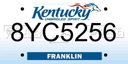8YC5256 Kentucky License Plate