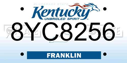 8YC8256 Kentucky License Plate