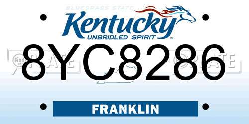 8YC8286 Kentucky License Plate