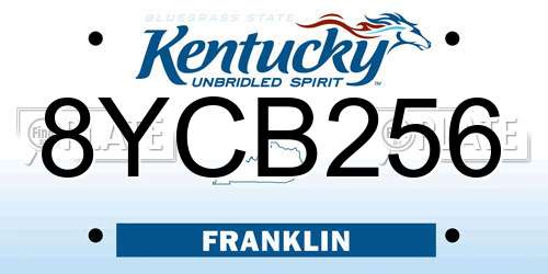 8YCB256 Kentucky License Plate