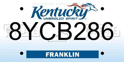 8YCB286 Kentucky License Plate