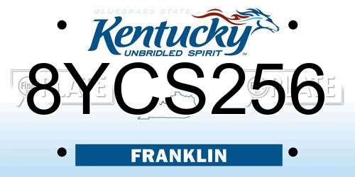 8YCS256 Kentucky License Plate
