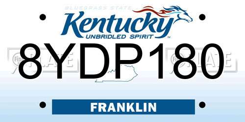 8YDP180 Kentucky License Plate