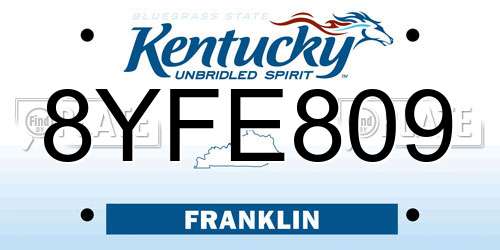 8YFE809 Kentucky License Plate