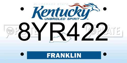 8YR422 Kentucky License Plate