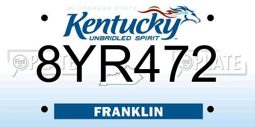 8YR472 Kentucky License Plate