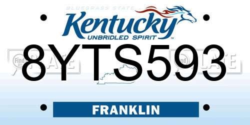 8YTS593 Kentucky License Plate