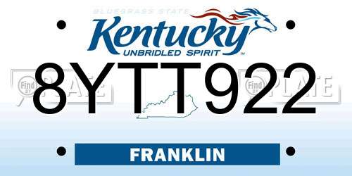 8YTT922 Kentucky License Plate