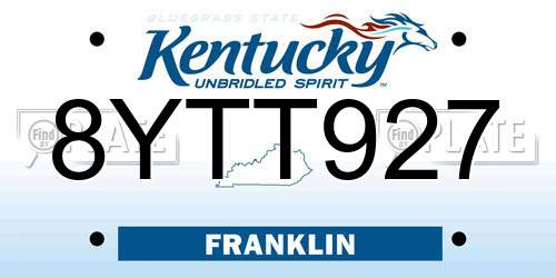 8YTT927 Kentucky License Plate