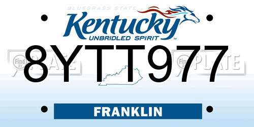 8YTT977 Kentucky License Plate