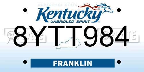 8YTT984 Kentucky License Plate