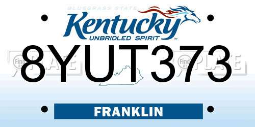 8YUT373 Kentucky License Plate
